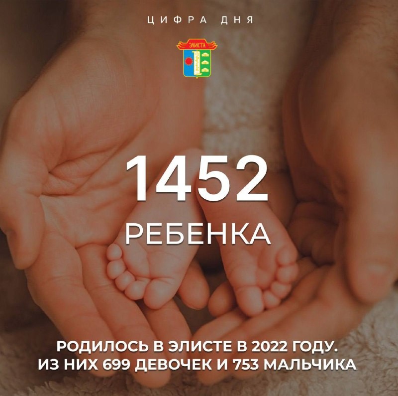 За 2022 год в Элисте родилось 1452 ребенка