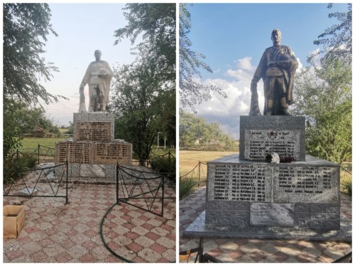 В селе Красный Партизан Яшалтинского района провели капремонт памятника «Воину Освободителю»