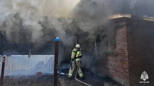 В Городовиковском районе произошел пожар