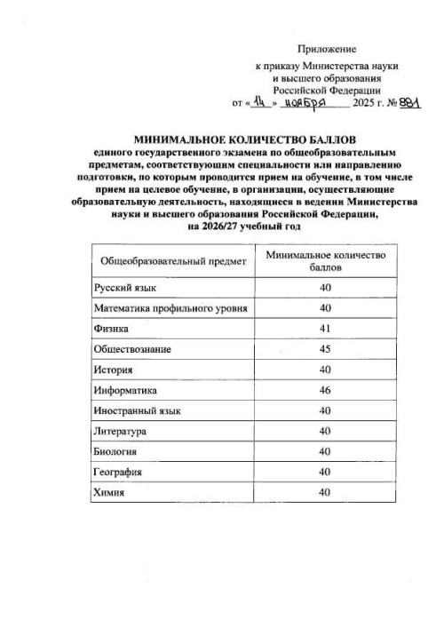 Минимальное количество баллов ЕГЭ для поступления в вузы утверждено.