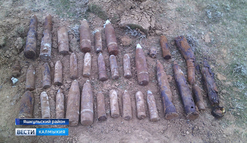 В Яшкульском районе обнаружили склад артиллерийских снарядов времен Великой Отечественной войны